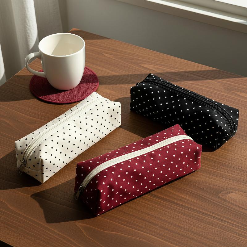 Stationery Warehouse - Polka Dot Canvas Pencil Pouch Large