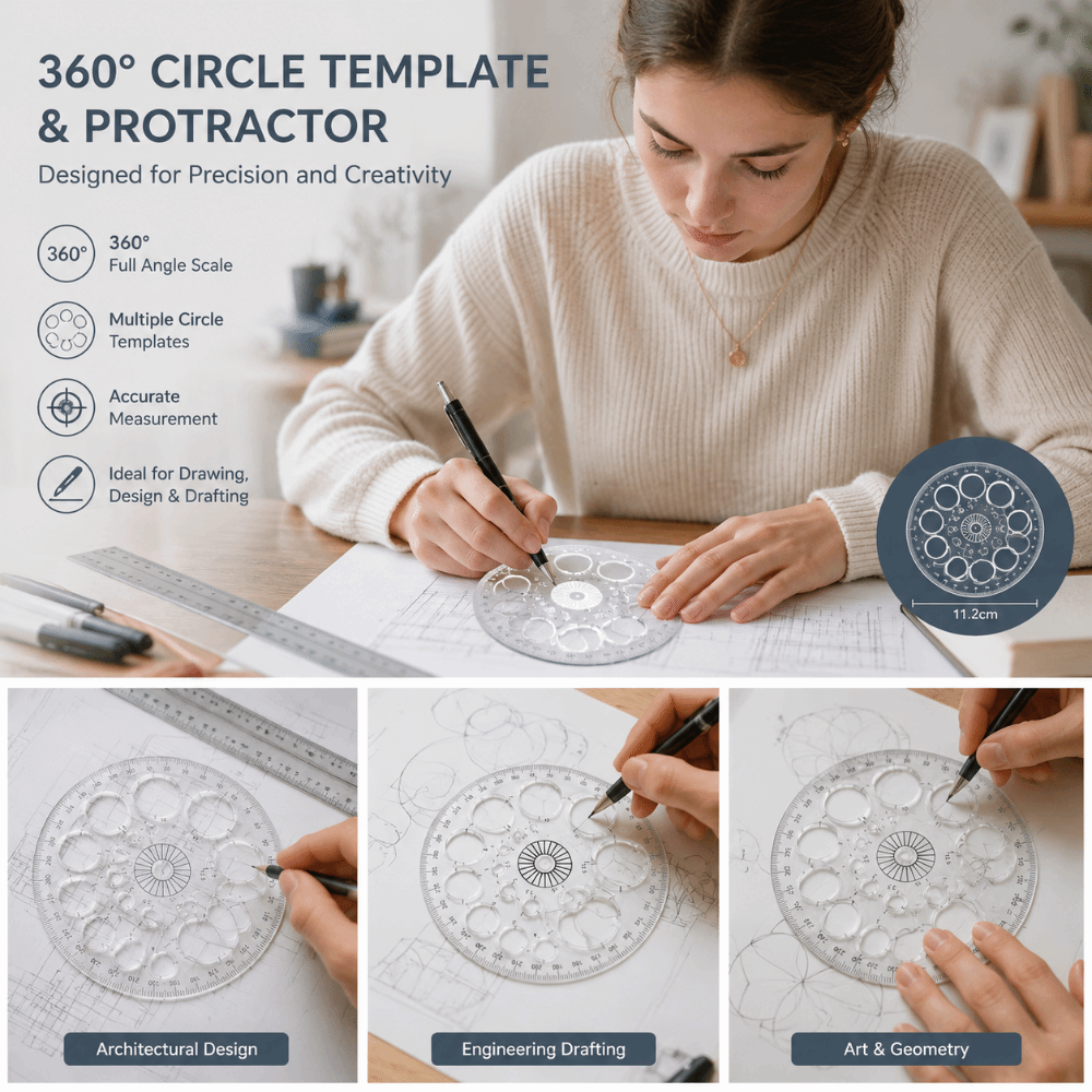 Circular Scale Plastic Ruler T - Ruler Set Transparent review and price