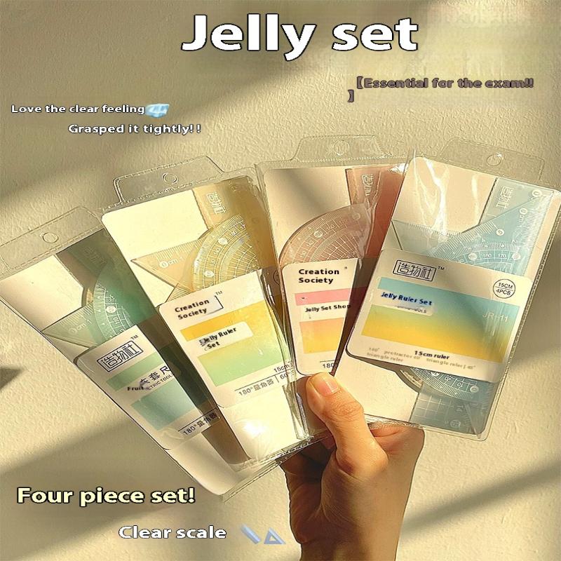 4PCS/Set 15CM Jelly Ruler Set  - Ruler Set Transparent review and price