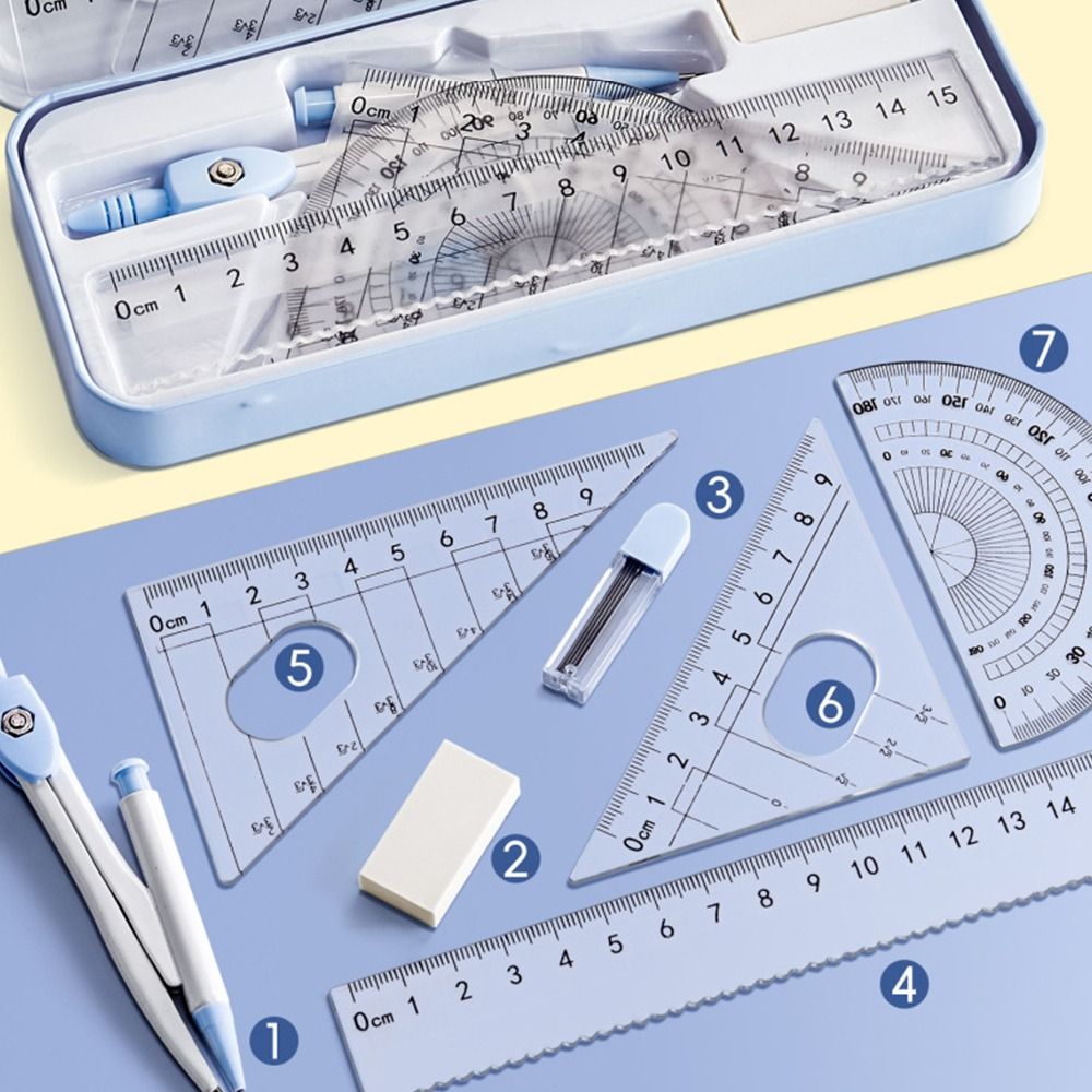 8PCS/Set Plastic Ruler Compass - Ruler Set Transparent review and price